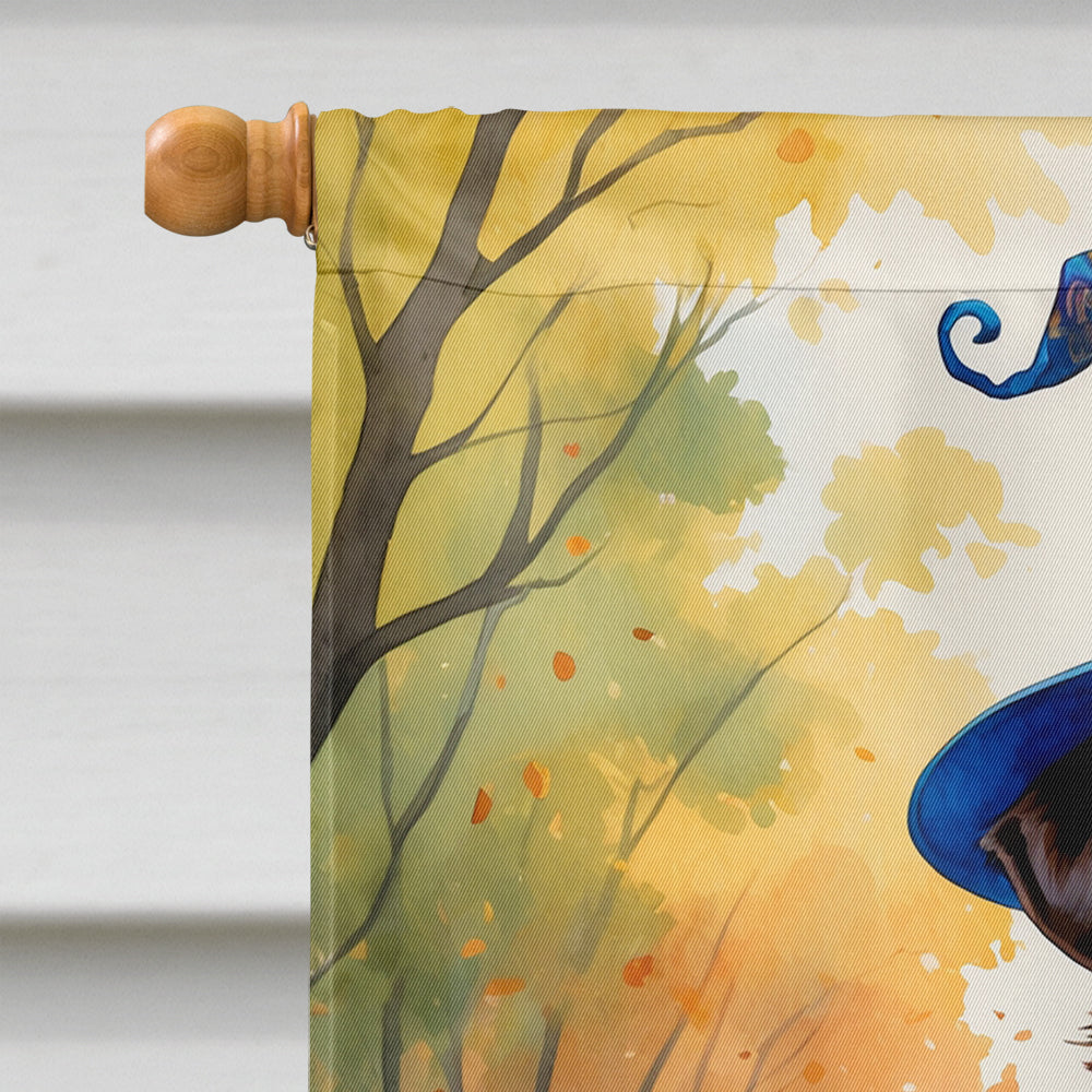Chocolate Labrador Retriever Halloween Trick or Treat House Flag 28x40 Porch Sleeve Pole Decorative Outside Yard Banner Artwork Wall Hanging, Polyester