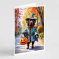 Chocolate Newfoundland Halloween Trick or Treat Greeting Cards Pack of 8 Blank Cards with Envelopes Whimsical A7 Size 5x7