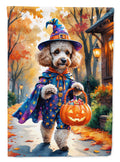 Poodle Halloween Trick or Treat House Flag 28x40 Porch Sleeve Pole Decorative Outside Yard Banner Artwork Wall Hanging, Polyester