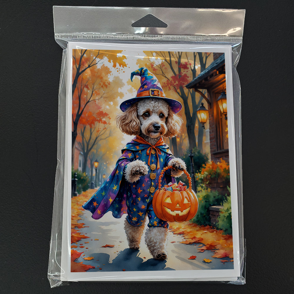 Poodle Halloween Trick or Treat Greeting Cards Pack of 8 Blank Cards with Envelopes Whimsical A7 Size 5x7