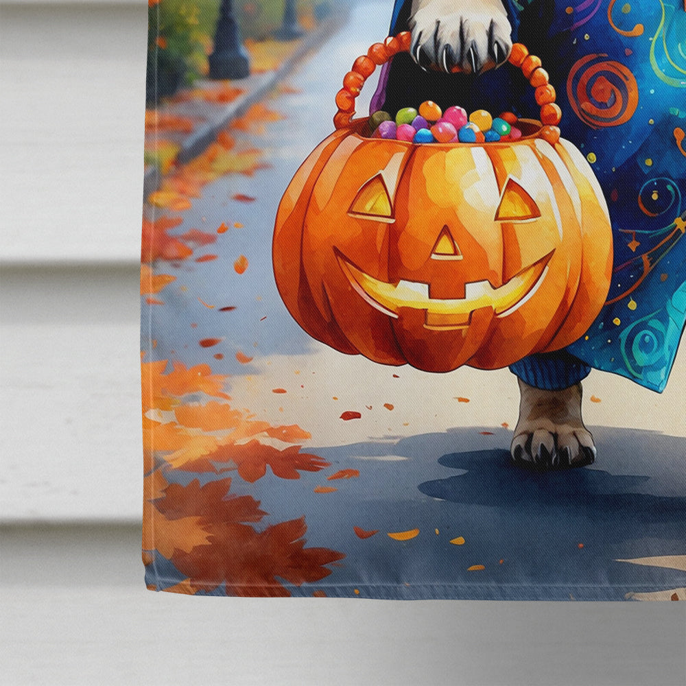 Pug Halloween Trick or Treat House Flag 28x40 Porch Sleeve Pole Decorative Outside Yard Banner Artwork Wall Hanging, Polyester