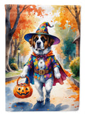 Saint Bernard Halloween Trick or Treat House Flag 28x40 Porch Sleeve Pole Decorative Outside Yard Banner Artwork Wall Hanging, Polyester