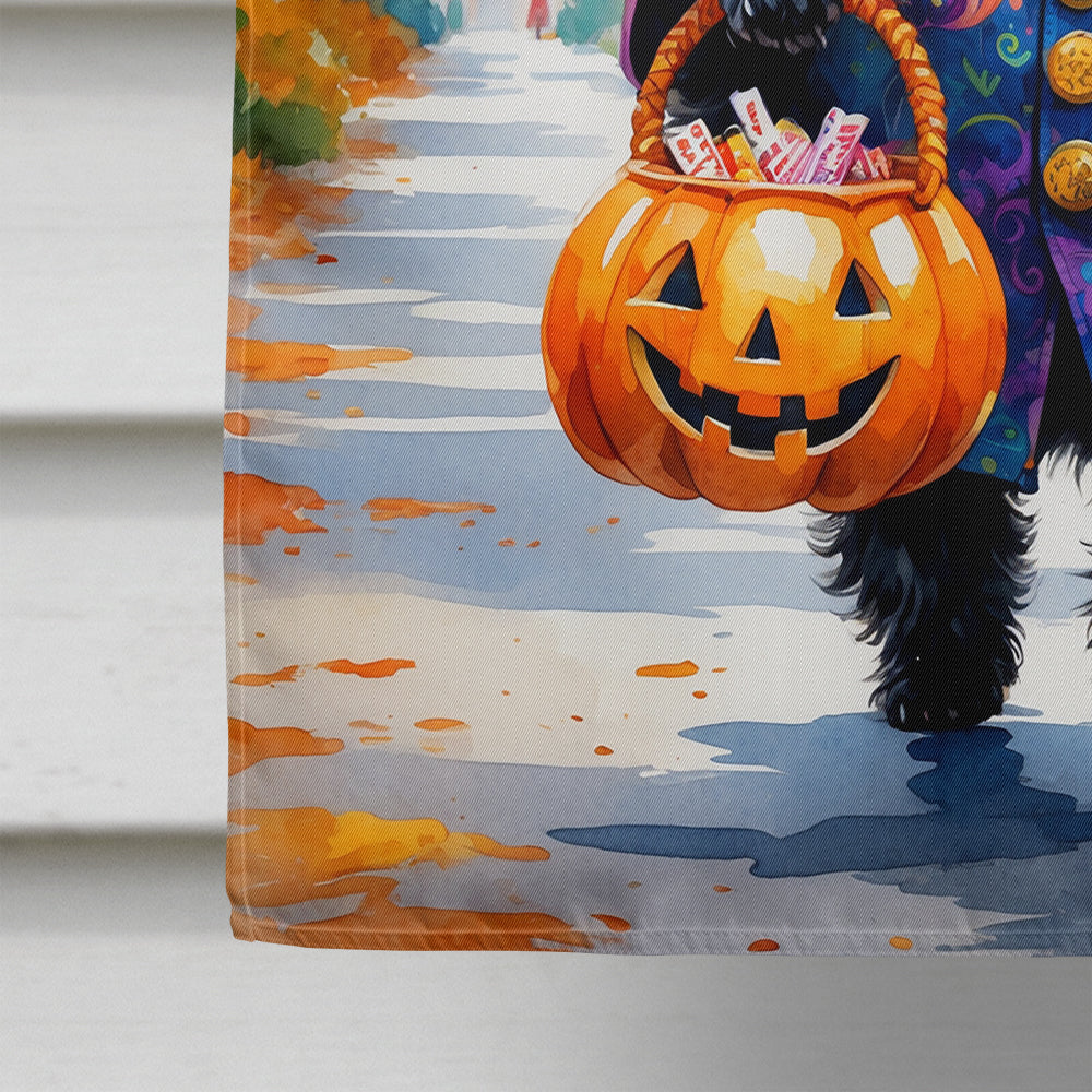 Scottish Terrier Halloween Trick or Treat House Flag 28x40 Porch Sleeve Pole Decorative Outside Yard Banner Artwork Wall Hanging, Polyester