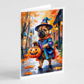 Shar Pei Halloween Trick or Treat Greeting Cards Pack of 8 Blank Cards with Envelopes Whimsical A7 Size 5x7