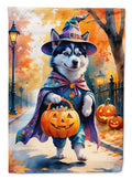 Siberian Husky Halloween Trick or Treat House Flag 28x40 Porch Sleeve Pole Decorative Outside Yard Banner Artwork Wall Hanging, Polyester