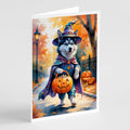 Siberian Husky Halloween Trick or Treat Greeting Cards Pack of 8 Blank Cards with Envelopes Whimsical A7 Size 5x7