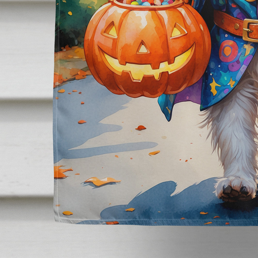 Westie Halloween Trick or Treat House Flag 28x40 Porch Sleeve Pole Decorative Outside Yard Banner Artwork Wall Hanging, Polyester