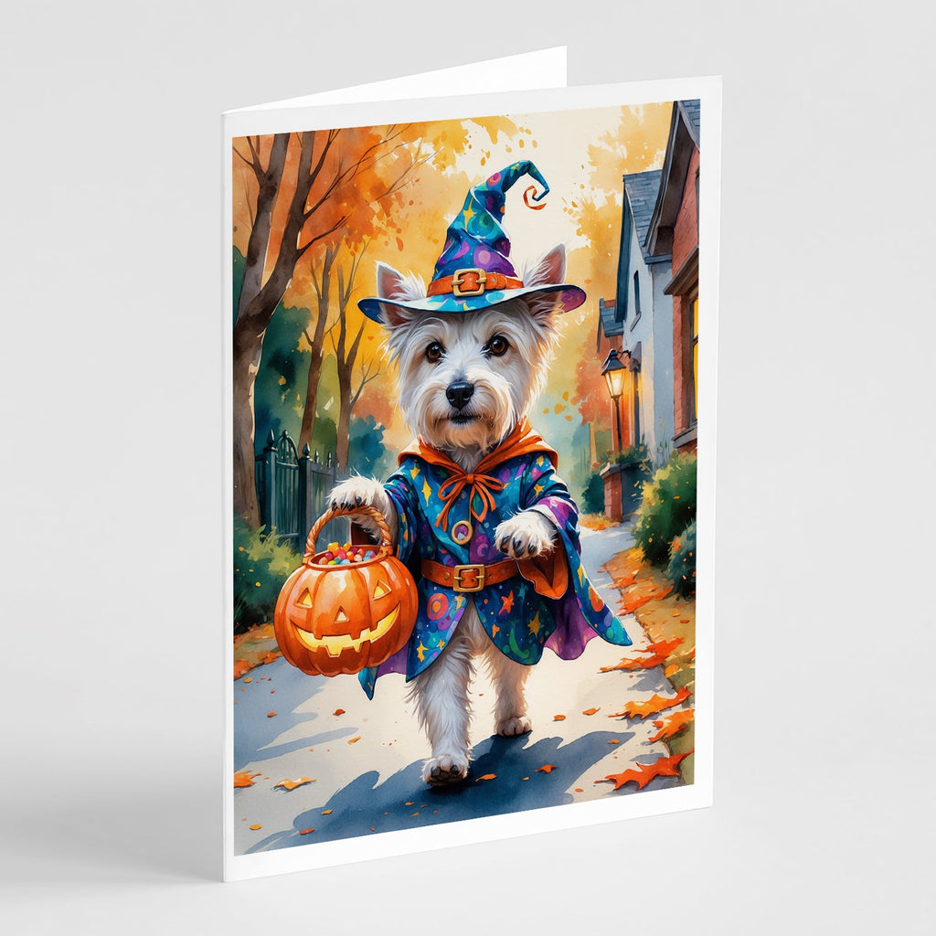 Westie Halloween Trick or Treat Greeting Cards Pack of 8 Blank Cards with Envelopes Whimsical A7 Size 5x7