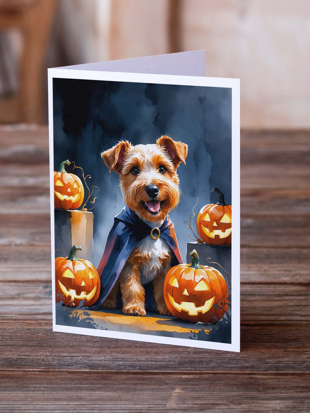 Airedale Terrier Puppy Halloween Greeting Cards Pack of 8 Blank Cards with Envelopes Whimsical A7 Size 5x7