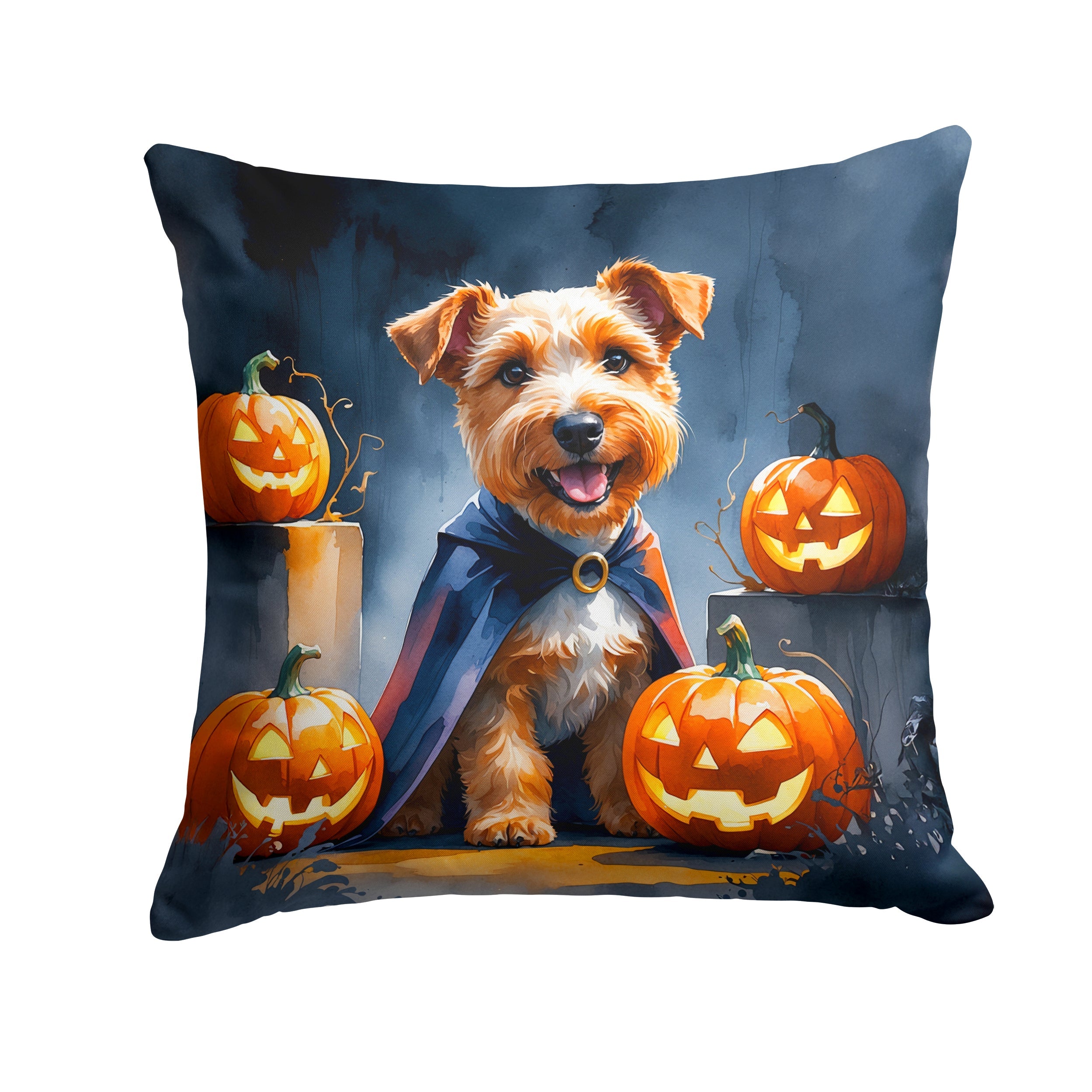 Airedale Terrier Puppy Halloween Decorative Throw Pillow 18x18 Indoor Outdoor Accent Cushion, Fabric Cover with Insert for Sofa, Bed, Porch & Living Room