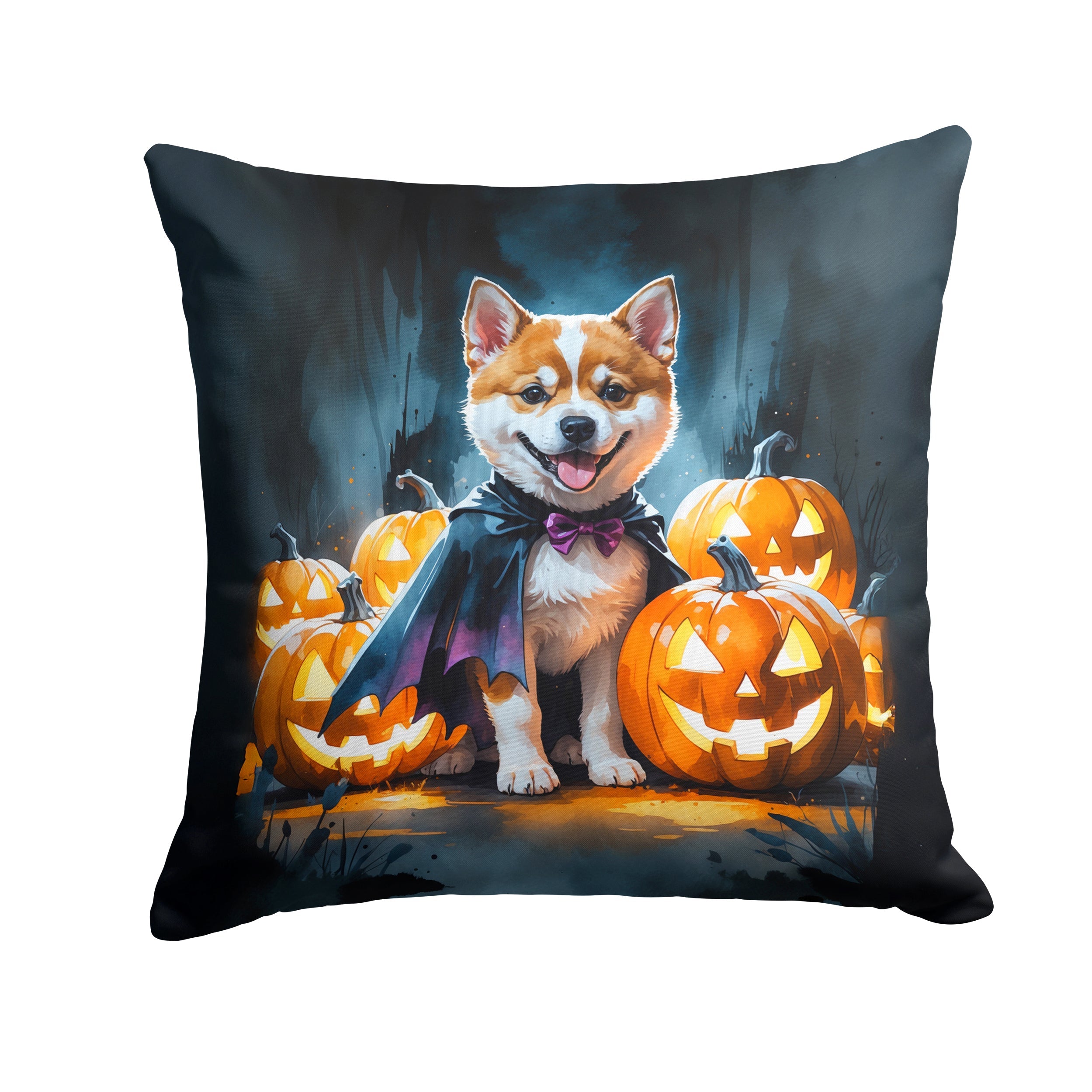 Akita Puppy Halloween Decorative Throw Pillow 14x14 Indoor Outdoor Accent Cushion, Fabric Cover with Insert for Sofa, Bed, Porch & Living Room