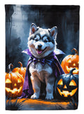 Alaskan Malamute Puppy Halloween House Flag 28x40 Porch Sleeve Pole Decorative Outside Yard Banner Artwork Wall Hanging, Polyester