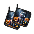 Alaskan Malamute Puppy Halloween Pot Holder Set of 2 Heat Resistant Quilted Hot Pads 7.5 x 7.5 Inch, Insulated Kitchen Trivets for Cooking & Baking