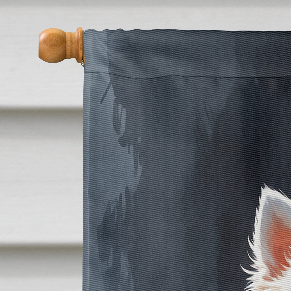 American Eskimo Puppy Halloween House Flag 28x40 Porch Sleeve Pole Decorative Outside Yard Banner Artwork Wall Hanging, Polyester