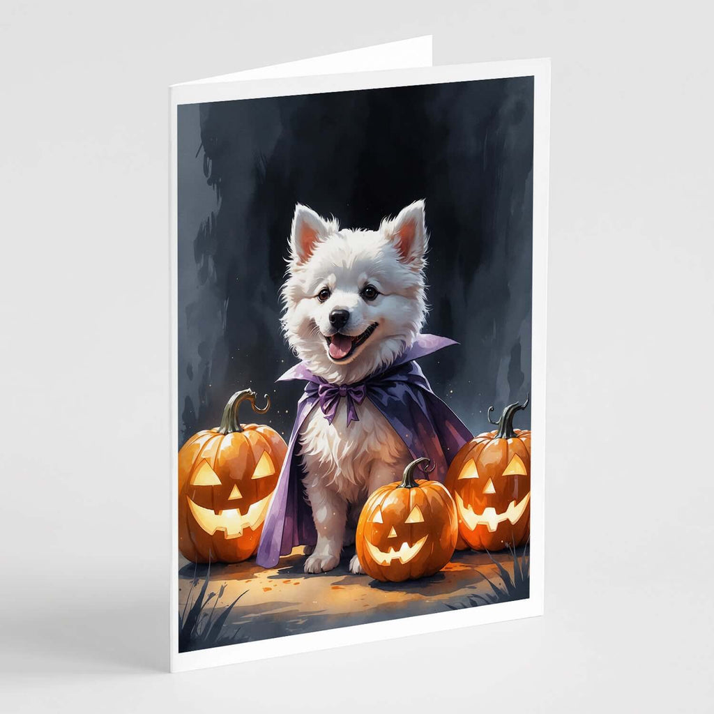 American Eskimo Puppy Halloween Greeting Cards Pack of 8 Blank Cards with Envelopes Whimsical A7 Size 5x7