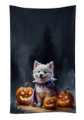 American Eskimo Puppy Halloween Kitchen Towel Velour Plush Front and Cotton Loop Back Machine Washable