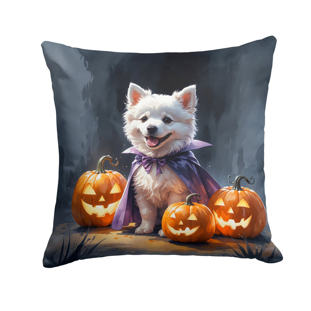 American Eskimo Puppy Halloween Decorative Throw Pillow 14x14 Indoor Outdoor Accent Cushion, Fabric Cover with Insert for Sofa, Bed, Porch & Living Room