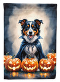 Australian Shepherd Puppy Halloween House Flag 28x40 Porch Sleeve Pole Decorative Outside Yard Banner Artwork Wall Hanging, Polyester
