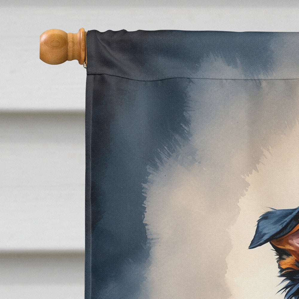 Australian Shepherd Puppy Halloween House Flag 28x40 Porch Sleeve Pole Decorative Outside Yard Banner Artwork Wall Hanging, Polyester