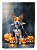 Basenji Puppy Halloween House Flag 28x40 Porch Sleeve Pole Decorative Outside Yard Banner Artwork Wall Hanging, Polyester