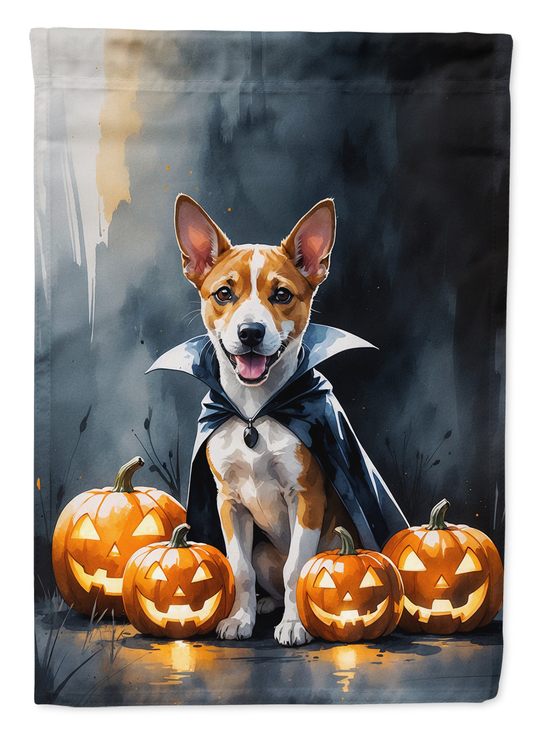 Basenji Puppy Halloween House Flag 28x40 Porch Sleeve Pole Decorative Outside Yard Banner Artwork Wall Hanging, Polyester