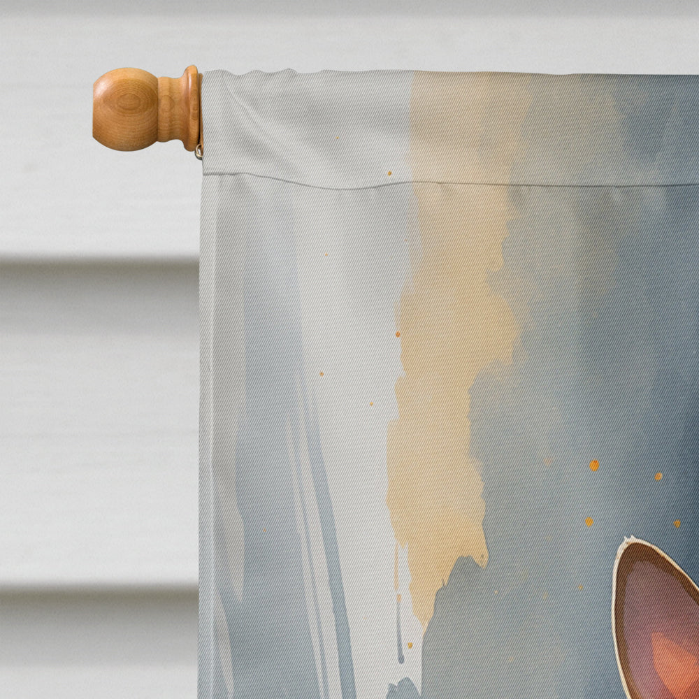 Basenji Puppy Halloween House Flag 28x40 Porch Sleeve Pole Decorative Outside Yard Banner Artwork Wall Hanging, Polyester