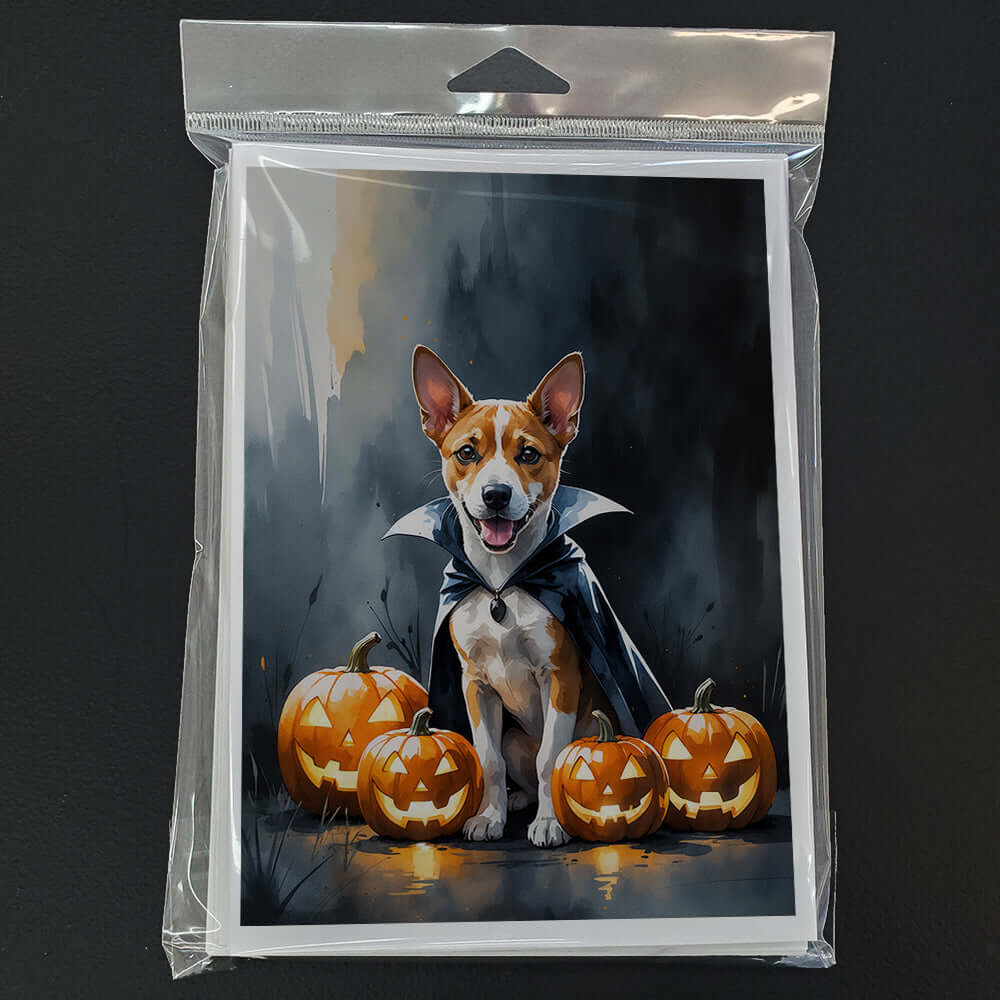 Basenji Puppy Halloween Greeting Cards Pack of 8 Blank Cards with Envelopes Whimsical A7 Size 5x7