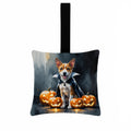 Basenji Puppy Halloween Hanging Square Fabric Ornament 3.5 × 3.5 Decorative Door-Knob & Tree Hanger, Soft Fabric