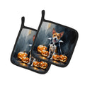 Basenji Puppy Halloween Pot Holder Set of 2 Heat Resistant Quilted Hot Pads 7.5 x 7.5 Inch, Insulated Kitchen Trivets for Cooking & Baking