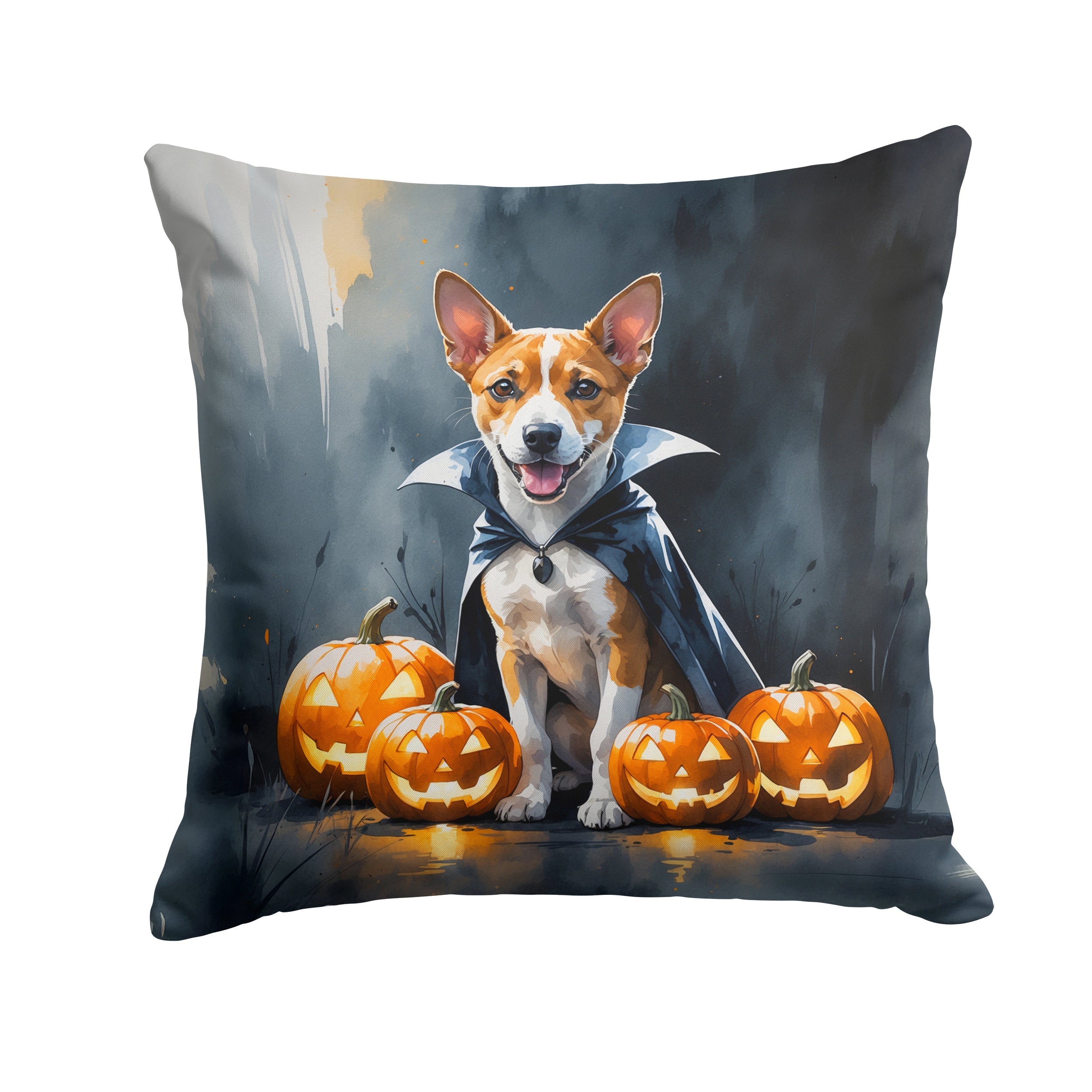 Basenji Puppy Halloween Decorative Throw Pillow 18x18 Indoor Outdoor Accent Cushion, Fabric Cover with Insert for Sofa, Bed, Porch & Living Room
