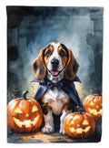 Basset Hound Puppy Halloween House Flag 28x40 Porch Sleeve Pole Decorative Outside Yard Banner Artwork Wall Hanging, Polyester