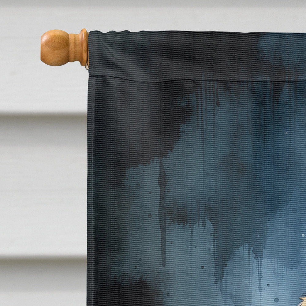 Basset Hound Puppy Halloween House Flag 28x40 Porch Sleeve Pole Decorative Outside Yard Banner Artwork Wall Hanging, Polyester