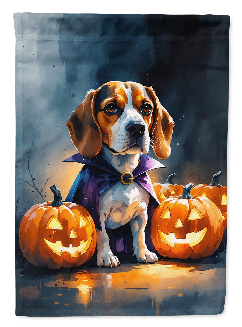 Beagle Puppy Halloween House Flag 28x40 Porch Sleeve Pole Decorative Outside Yard Banner Artwork Wall Hanging, Polyester