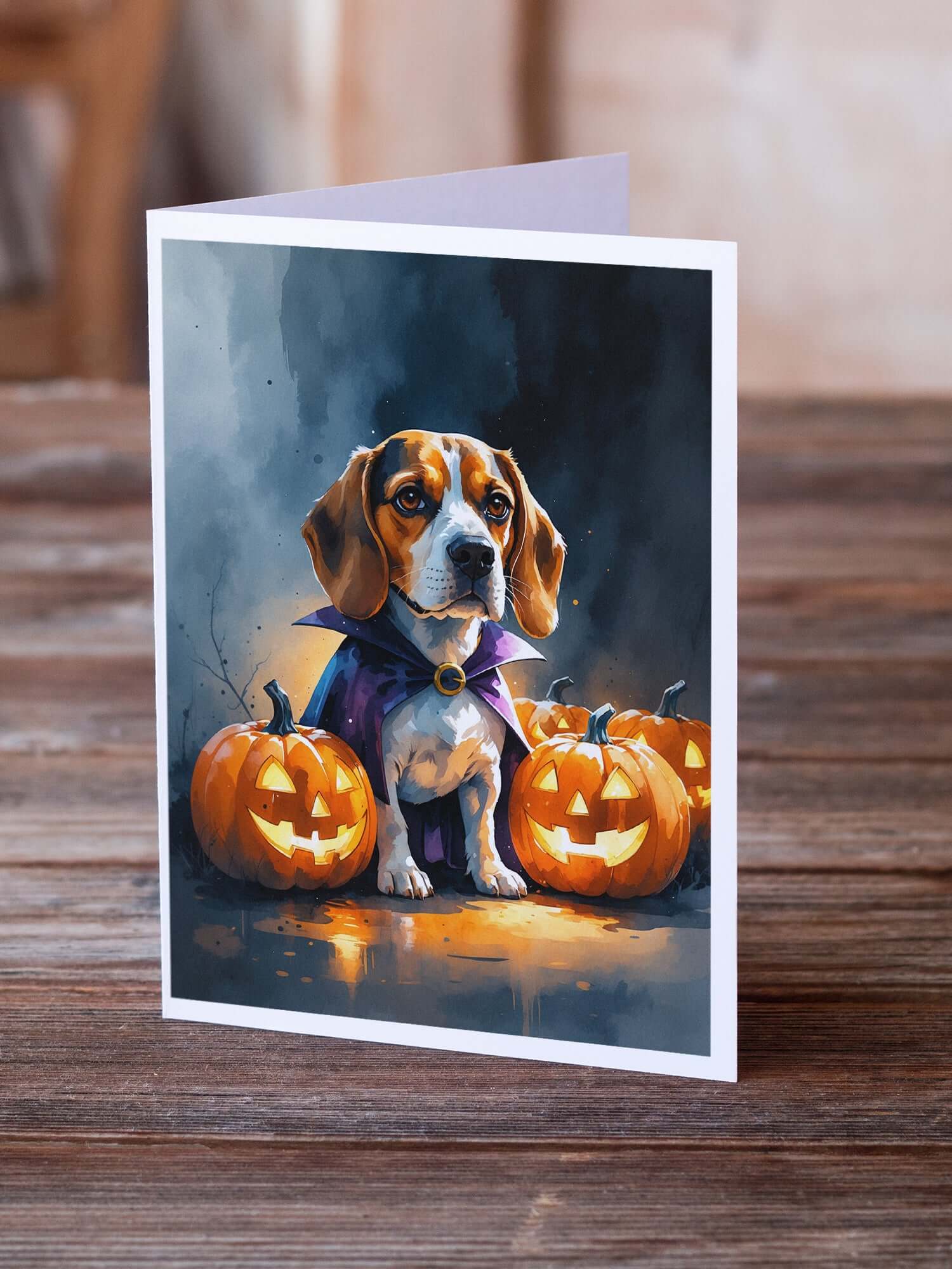 Beagle Puppy Halloween Greeting Cards Pack of 8 Blank Cards with Envelopes Whimsical A7 Size 5x7