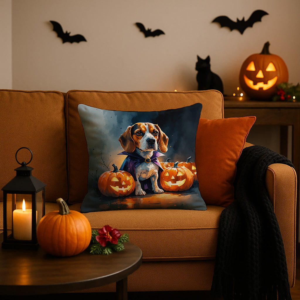 Beagle Puppy Halloween Decorative Throw Pillow 18x18 Indoor Outdoor Accent Cushion, Fabric Cover with Insert for Sofa, Bed, Porch & Living Room