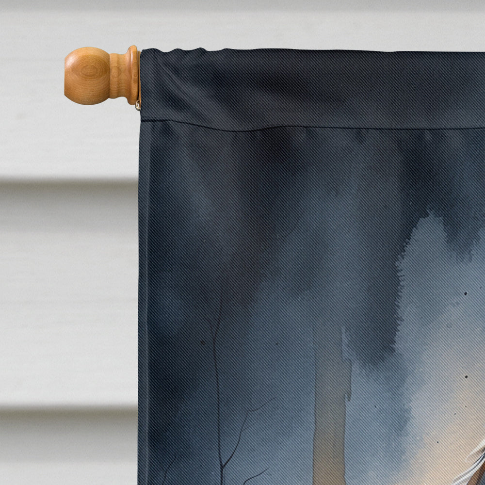 Bernedoodle Puppy Halloween House Flag 28x40 Porch Sleeve Pole Decorative Outside Yard Banner Artwork Wall Hanging, Polyester
