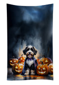 Bernedoodle Puppy Halloween Kitchen Towel Velour Plush Front and Cotton Loop Back Machine Washable