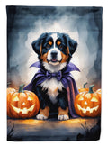 Bernese Mountain Dog Puppy Halloween House Flag 28x40 Porch Sleeve Pole Decorative Outside Yard Banner Artwork Wall Hanging, Polyester