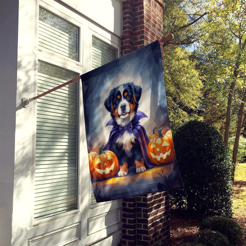 Bernese Mountain Dog Puppy Halloween House Flag 28x40 Porch Sleeve Pole Decorative Outside Yard Banner Artwork Wall Hanging, Polyester
