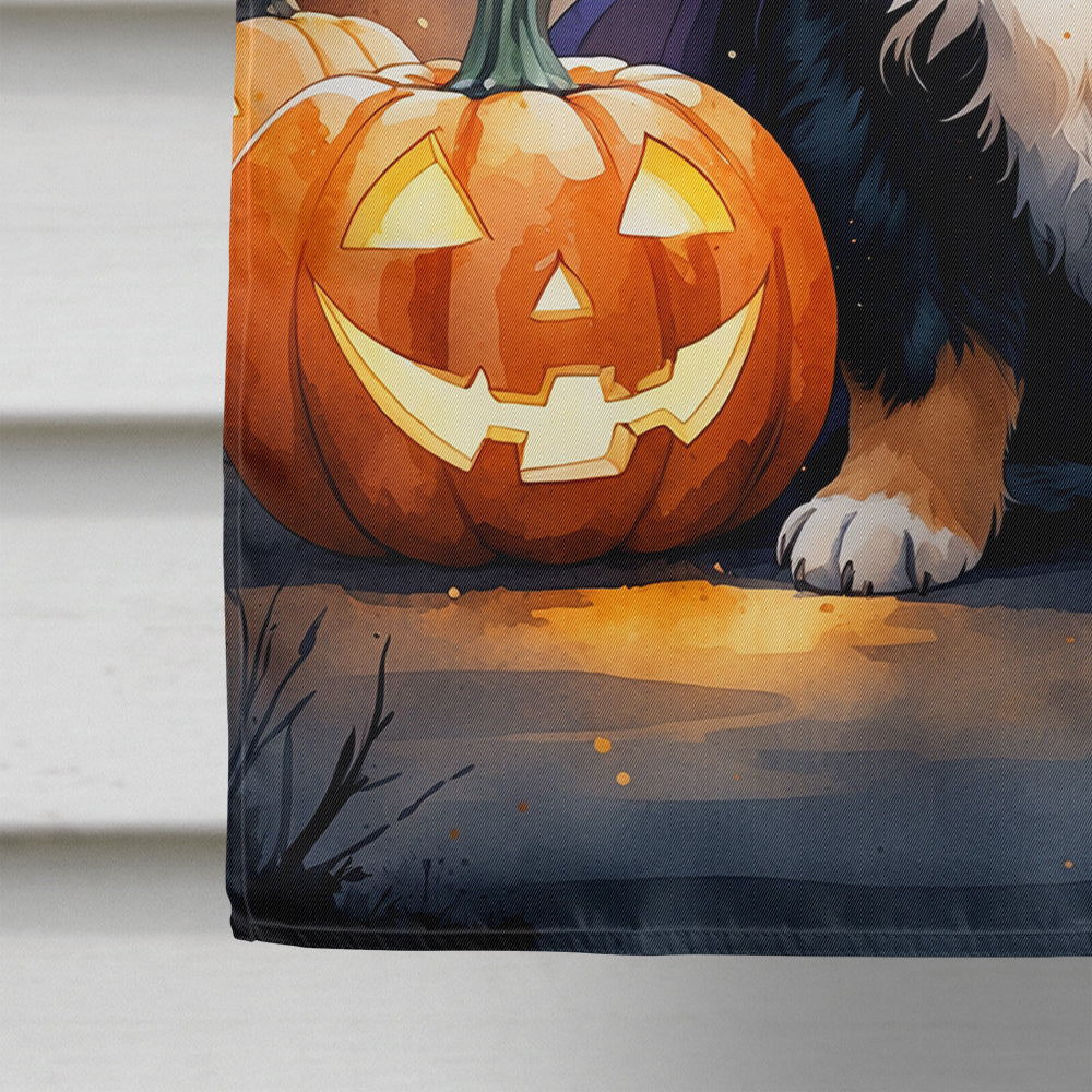 Bernese Mountain Dog Puppy Halloween House Flag 28x40 Porch Sleeve Pole Decorative Outside Yard Banner Artwork Wall Hanging, Polyester