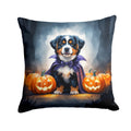 Bernese Mountain Dog Puppy Halloween Decorative Throw Pillow 18x18 Indoor Outdoor Accent Cushion, Fabric Cover with Insert for Sofa, Bed, Porch & Living Room