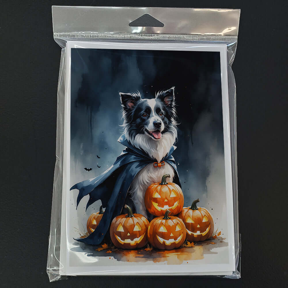 Border Collie Puppy Halloween Greeting Cards Pack of 8 Blank Cards with Envelopes Whimsical A7 Size 5x7