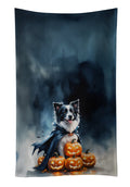 Border Collie Puppy Halloween Kitchen Towel Velour Plush Front and Cotton Loop Back Machine Washable