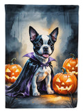 Boston Terrier Puppy Halloween House Flag 28x40 Porch Sleeve Pole Decorative Outside Yard Banner Artwork Wall Hanging, Polyester