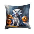 White Boxer Puppy Halloween Decorative Throw Pillow 14x14 Indoor Outdoor Accent Cushion, Fabric Cover with Insert for Sofa, Bed, Porch & Living Room