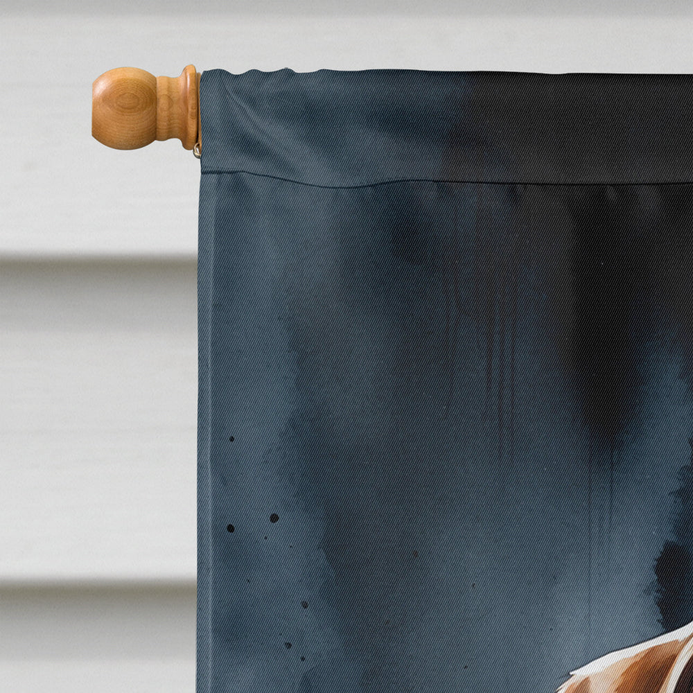Boxer Puppy Halloween House Flag 28x40 Porch Sleeve Pole Decorative Outside Yard Banner Artwork Wall Hanging, Polyester