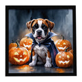 Boxer Puppy Halloween Framed Metal Print Bathroom, Kitchen, Office, Home Decor Wall Art Ready to Hang, Square, 8X8