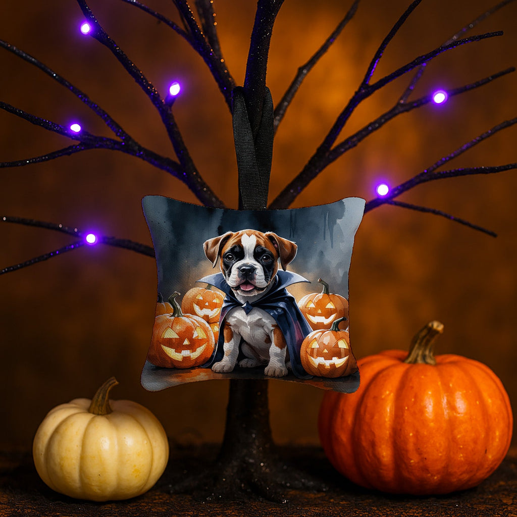 Boxer Puppy Halloween Hanging Square Fabric Ornament 3.5 × 3.5 Decorative Door-Knob & Tree Hanger, Soft Fabric