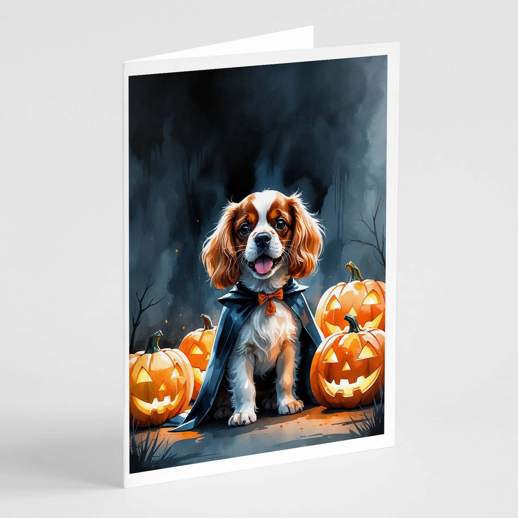 Cavalier Spaniel Puppy Halloween Greeting Cards Pack of 8 Blank Cards with Envelopes Whimsical A7 Size 5x7