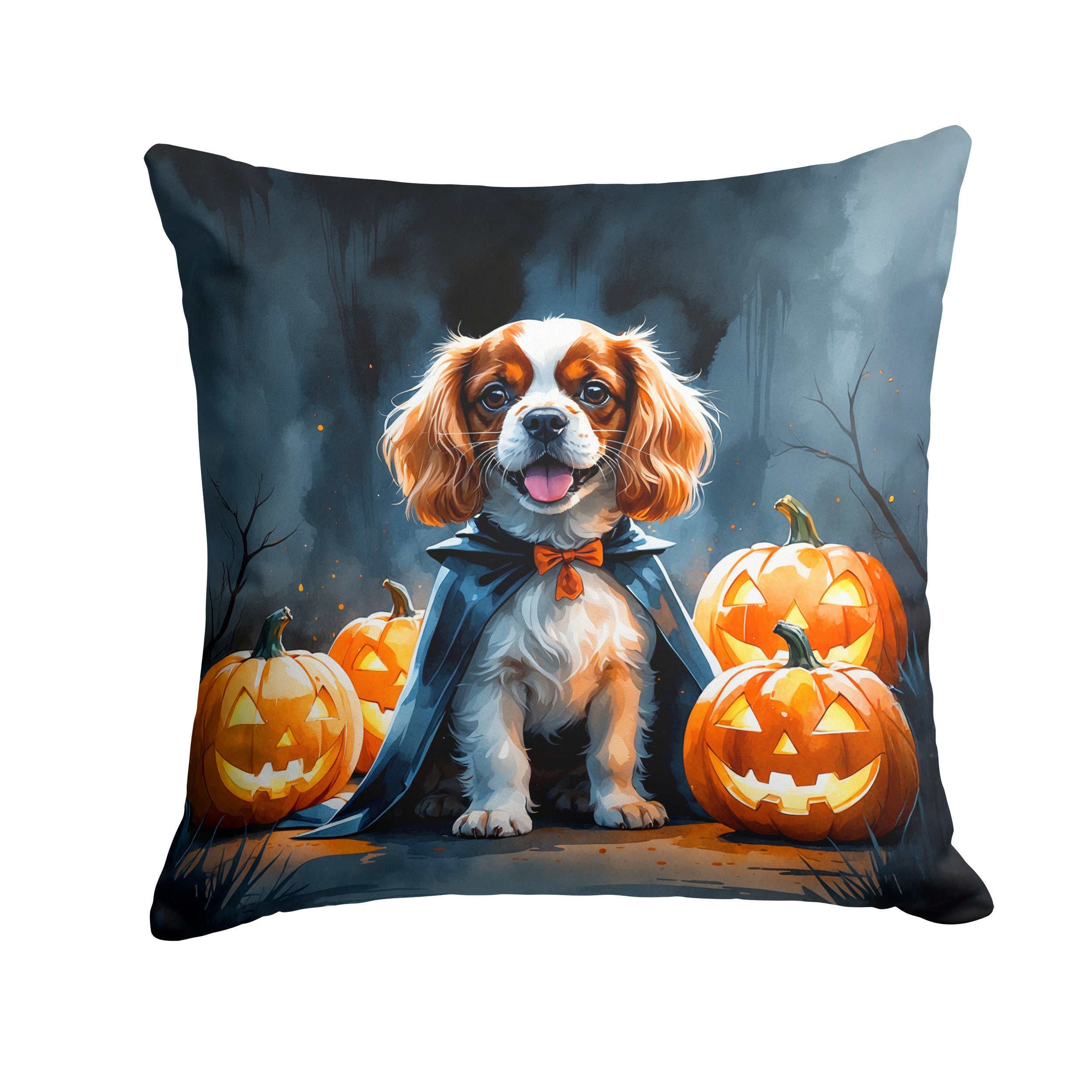 Cavalier Spaniel Puppy Halloween Decorative Throw Pillow 18x18 Indoor Outdoor Accent Cushion, Fabric Cover with Insert for Sofa, Bed, Porch & Living Room